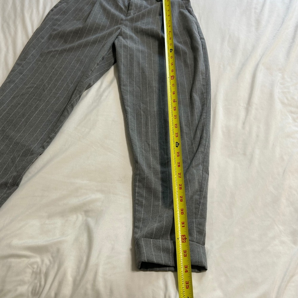 Banana Republic Grey Pinstripe Pleated Cuffed Trousers Size 0 Workwear Pants - Picture 6 of 12